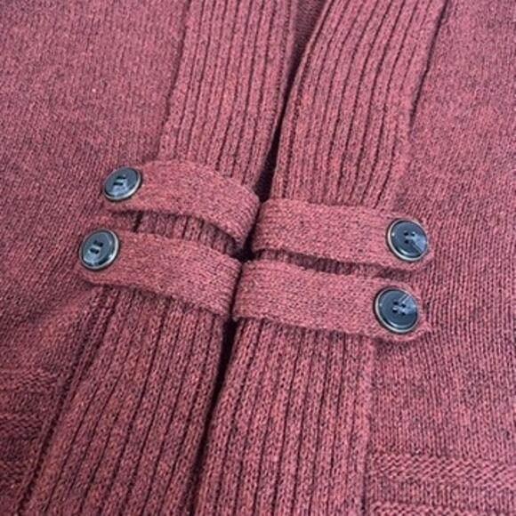Fortune + Ivy Raiden Tab Open Front Cardigan Sweater Size Medium Maroon Academia - Picture 6 of 12